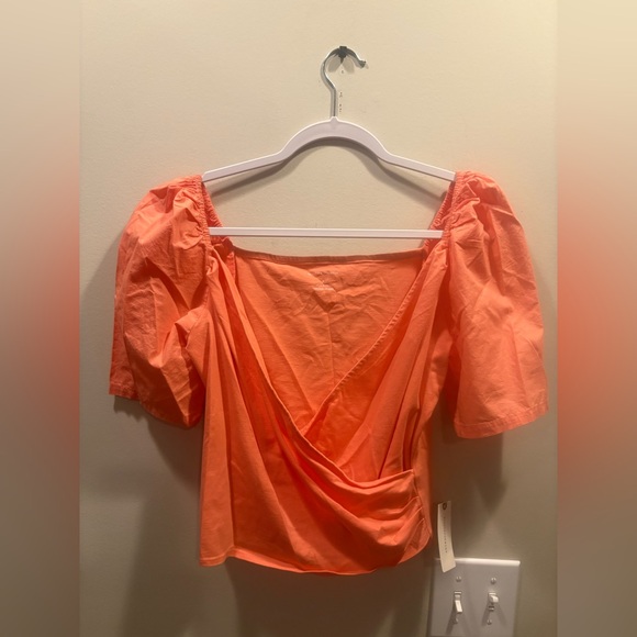 Anthropologie Coral Puff-Sleeve Wrap Top - Picture 4 of 8